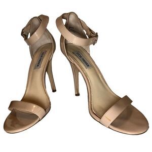 Steve Madden Realove Ankle Strap High Heel Sandals in Tan Patent Women’s 9M
